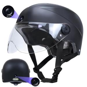 EKUZO DC2 Smart Bluetooth Helmet with Cameras Front & Rear HD Video Recorder for Riding Ebike Electric Scooter,CPSC Certified Adult Bicycle Helmets for Cycling(Black)