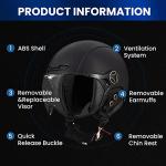 ILM Bike Helmet Adult Bicycle Ski Snowboard Helmet for Men Women with Removable Visor Earmuffs ASTM CPSC and CE Z102 (L, Matte Black)