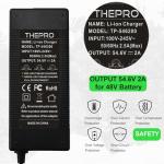 THEPRO 54.6V 2A ebike Battery Charger for 48V Lithium Battery, Universal 54.6V Electric Bike Scooter Power Adapter Chargers, 5.5mm DC Connector for 2.5mm
