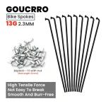 Goucrro 13G Bicycle Spokes 2.3mm Steel 70-300mm Bike Spokes Black Wheel Spokes with Nipples for Mountain Bike E-bike Tricycle Wheels(Black,13G-127mm)