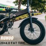 RUHUO 2-Pack 20x4.0 Fat Bike Tire, 20 Inch Mountain Bike Tires & Tubes Set, Folding Replacement Bicycle Tires with Tire Levers for Off-Road Bike, Ebike (Black)