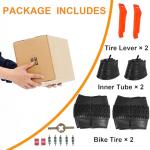 RUHUO 2-Pack 20x4.0 Fat Bike Tire, 20 Inch Mountain Bike Tires & Tubes Set, Folding Replacement Bicycle Tires with Tire Levers for Off-Road Bike, Ebike (Black)