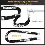 NDakter Motorcycle Locks Anti Theft, Heavy Duty Bike U Lock with 4FT Chain and Bracket,15mm Shackle Electric Bicycle Lock for Scooter, 3 Keys Motorcycle Wheel Lock for Ebike, Moped, Tricycle (160mm)