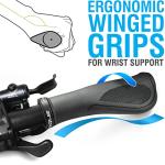 MARQUE Ergo Bike Handlebar Grips Non-Slip, Ergonomic Comfort Design for Bicycle Flat Handle Bar Fit Mountain Bikes, E-Bikes, Hybrid, City Commuters (Ergo Plus)