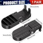 TOBWOLF 2PCS E-Bike U Slot Rear Pedals, 15MM Aluminium Bicycle Foot Peg, Non-Slip Ebike Foot Pegs for Passenger, Folding Rear Bicycle Footrest Pedals for E-Bike, Mountain Bike, Folding Bicycle