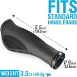 MARQUE Ergo Bike Handlebar Grips Non-Slip, Ergonomic Comfort Design for Bicycle Flat Handle Bar Fit Mountain Bikes, E-Bikes, Hybrid, City Commuters (Ergo Plus)