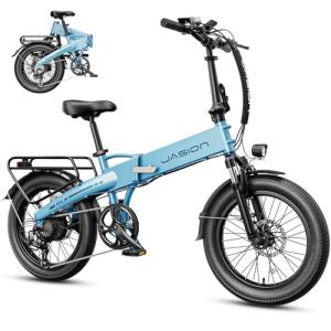 Jasion Electric Bike for Adults, 1000W Peak Motor up to 25MPH Top Speed Ebike, Aluminum 20'' Fat Tire Electric Bike Built-in 48V Removable Battery with 55 Max Miles, EBS Folding Ebikes for Adults