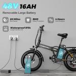 1000W Folding Electric Bike, 48V 16AH Large Removable Battery E-Bike, 30+MPH, 80 Miles Max Range, 20" Fat Tire Electric Bike for Adults, Adult Electric Bicycles Commute E-Bikes For Women/Men(white)