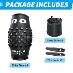 OUXI 20x4.0 Fat Tire Tube, Puncture Resistant Folding MTB Replacement Tire, 20x4.0 Fat Tyre for MTB and Ebikes, All-Terrain Directional Tread Bicycle Tires and Tubes