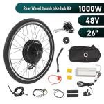 48V 1000W Electric Bicycle Motor Kit 26 in Rear Wheel Bike Modification Kit 440 RPM E-Bike Rear Wheel Conversion Kit with LED Light for Assembling and Modifying The Rear Wheels