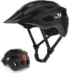 Veltuno Bike Helmet for Adults, Lightweight Mountain Bicycle Helmet with USB Rechargeable LED Rear Light, Removable Sun Visor for Women, Men, Suitable for Cycling and Commuting (Black, Medium)