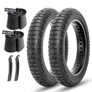 MOHEGIA E-bike Fat Tires Replacement Set: 2 Pack 26x4.0 inch Electric Bicycle Tires, Pair Inner Tubes with Tire Levers, High-Performance with Street or Urban Road Riding