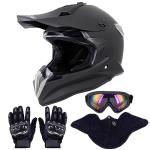 OUMURS Adult Dirt Bike Helmet with Goggles Gloves & Mask Adjustable Sun Visor Motorcycle Adult ATV Helmet Off-Road Motocross Downhill Moped MX BMX for Unisex-Adult-Matte Black-188, L