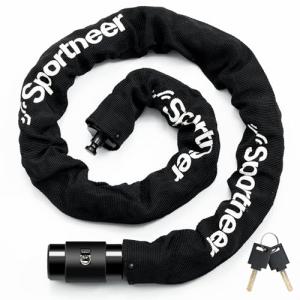 Sportneer Bike Lock: 8mm Thick High Security Anti Theft Bike Chain Lock with 2 Keys- 3.2/4ft Long Heavy Duty Anti-Cut Bicycle Lock for Bike, Motorcycle, Bicycle, Door, Gate, Fence, Grill