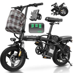 Folding Electric Bike for Adults and Teens, 560W Motor 24MPH Compact Commuter Ebike, 32 Miles Range, 48V 10Ah Battery, 3-Level Pedal Assist, 14" Mini Foldable Electric Bicycle, UL 2849 Certified