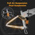 Jasion X-Hunter Electric Bike for Adults,1400W Peak Motor 30MPH Max Speed 48V 13AH Removable Battery, Full Suspension System Design 20''*4.0 Fat Tire Foldable Ebike 7-Speed Bicycles,White