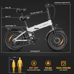 Jasion X-Hunter Electric Bike for Adults,1400W Peak Motor 30MPH Max Speed 48V 13AH Removable Battery, Full Suspension System Design 20''*4.0 Fat Tire Foldable Ebike 7-Speed Bicycles,White