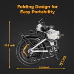 Jasion X-Hunter Electric Bike for Adults,1400W Peak Motor 30MPH Max Speed 48V 13AH Removable Battery, Full Suspension System Design 20''*4.0 Fat Tire Foldable Ebike 7-Speed Bicycles,White