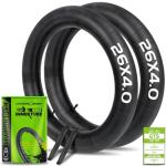 2 Pack 26x4.0 Fat Bike Tube, 26x3.5/4.0 E-Bike Fat Bicycle Inner Tube AV Schrader Valve with 2 Tire Levers, 26 x 4.0 Fat Tire Bike Inner Tubes for Ebike Electric Bicycle Road Mountain