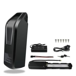 36V 48V Ebike Battery 11Ah 17Ah Electric Bike Battery with 2A Fast Charger 30A BMS for 0-1400W Motor, USB Output, Safe Lock, Led Indicator Light, with Base and Charger (48V 17AH)