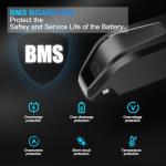 36V 48V Ebike Battery 11Ah 17Ah Electric Bike Battery with 2A Fast Charger 30A BMS for 0-1400W Motor, USB Output, Safe Lock, Led Indicator Light, with Base and Charger (48V 17AH)