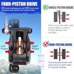 TOBWOLF Upgrade Four-Piston MTB Disc Brake Set, Hydraulic Brakes Kit with 160mm Rotors & Ceramic Brake Pads, Left Front 85cm & Right Rear 145cm Disc Brake Conversion Kit for Mountain Bike E-Bike