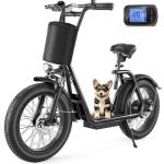 Caroma 819W Foldable Electric Scooter Adults, 20" Fat Tire Electric Bike with 500Wh Battery, Up to 30Miles & 20MPH, Adult Electric Bicycles for Commuting with Basket&Adjustable Seat（Black）