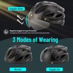Favoto Bike Helmet - Adult Bicycle Helmet for Men Women Lightweight Cycling Helmets with Led Light Detachable Magnetic Goggles Breathable Road Bike Mountain Ebike Helmets Adjustable Dial Fit Titanium