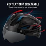 Favoto Bike Helmet - Adult Bicycle Helmet for Men Women Lightweight Cycling Helmets with Led Light Detachable Magnetic Goggles Breathable Road Bike Mountain Ebike Helmets Adjustable Dial Fit Titanium