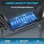 Caroma 819W Foldable Electric Scooter Adults, 20" Fat Tire Electric Bike with 500Wh Battery, Up to 30Miles & 20MPH, Adult Electric Bicycles for Commuting with Basket&Adjustable Seat（Black）