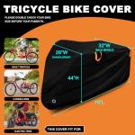 AIBILEY Adult Tricycle Cover Outdoor Storage Waterproof ,Heavy Duty Anti-UV 420D Tearproof Bike Covers Fit for Electric Trike,3 Wheels Bicycle,All Weather Use,Windproof Buckle,Lock Hole