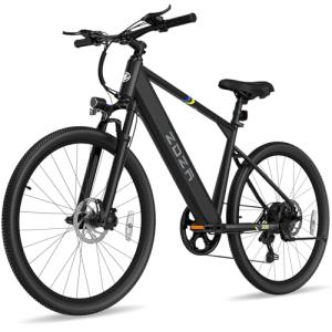 ZDZA Electric Bike, 1000W Peak Motor, 26” Electric Mountain Bike, 375Wh Removable Battery, 40 Miles Range & 20 Mph Step-Over Ebike for Adults, Electric Bicycle for Commute, 7 Speed (Black)