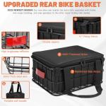 CDYWD Bike Basket Rear for Men Women, Large Bicycle Rack Basket for Adult Bikes with Removable Liner Bag & Waterproof Cover, Heavy Metal Back Cargo Basket for Ebike, Mountain Bike, City Bike, Cruiser