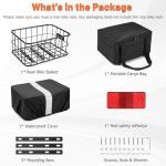 CDYWD Bike Basket Rear for Men Women, Large Bicycle Rack Basket for Adult Bikes with Removable Liner Bag & Waterproof Cover, Heavy Metal Back Cargo Basket for Ebike, Mountain Bike, City Bike, Cruiser