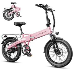 Jasion Electric Bike for Adults, 1000W Peak Motor up to 25MPH Top Speed Ebike, Aluminum 20'' Fat Tire Electric Bike Built-in 48V Removable Battery with 55 Max Miles, EBS Folding Ebikes for Adults