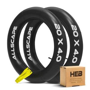 HEB - Heavy Duty Bike Tube for Ebike Tires - Puncture Resistant Inner Tube for 20x4 / 26x4 Bike Tire, Fat Tire Tube, MTB, 20 inch x 4.0 inch and 26 inch x 4.0 inch Bike Tubes (20" x 4", 2 Pack)