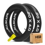 HEB - Heavy Duty Bike Tube for Ebike Tires - Puncture Resistant Inner Tube for 20x4 / 26x4 Bike Tire, Fat Tire Tube, MTB, 20 inch x 4.0 inch and 26 inch x 4.0 inch Bike Tubes (20" x 4", 2 Pack)