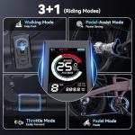 Jasion Electric Bike for Adults, 1000W Peak Motor up to 25MPH Top Speed Ebike, Aluminum 20'' Fat Tire Electric Bike Built-in 48V Removable Battery with 55 Max Miles, EBS Folding Ebikes for Adults