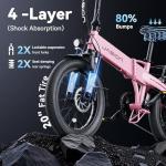 Jasion Electric Bike for Adults, 1000W Peak Motor up to 25MPH Top Speed Ebike, Aluminum 20'' Fat Tire Electric Bike Built-in 48V Removable Battery with 55 Max Miles, EBS Folding Ebikes for Adults