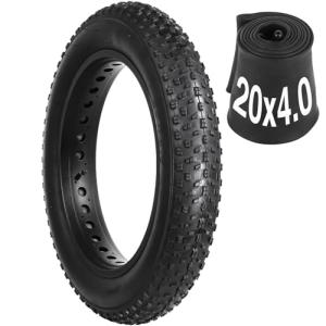 20X4.0 Fat Tire, Folding Ebike Tires 20X4 with 20X4 Bike Tube, Puncture Resistant 20 X 4.0 Fat Tires, High-Performance Tire 20 Inch Fat Tire for Snow, Street, Beach, Mountain Road