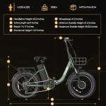 Electric Bike for Adults 20" Fat Tire,750W Motor 52V 13AH Removable Battery Max Range 35 Miles,28MPH,Folding EBike with Shimano 7 Speed and Adjustable Seat for Commute Mountain Snow (L20-Green)