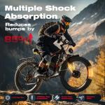 PUJH Electric Bike, 52V 25Ah 3000W Dual Motors, 26" Fat Tires, Reaches 36 mph, 40-110 Mile Range Full Suspension Hydraulic Brakes Class 3 Ebike for Off-Road, Mountain Riding Adventures (Black)