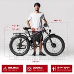 PUJH Electric Bike, 52V 25Ah 3000W Dual Motors, 26" Fat Tires, Reaches 36 mph, 40-110 Mile Range Full Suspension Hydraulic Brakes Class 3 Ebike for Off-Road, Mountain Riding Adventures (Black)
