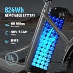 Qlife Triker Plus Electric Bike, Peak 1200W Brushless Motor Electric Tricycle for Adults, 48V 13Ah Folding Ebike, Max 20MPH Up to 65 Miles, Bicycle, 20x4.0 Fat Tire E-Bike, Grey