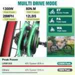 26 inch/700C Rear Wheel Ebike Conversion Kit – 48V 1000W Motor, 80 N.m Torque, Max Speed 28 MPH, O.L.D 140 mm