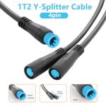 baluoqi 1T2 Y-Splitter Extension Wire with Julet Type 4pin Connector for Bike Headlight Cable in eBike Conversion Kits (4pin, 7" in Length)