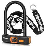 Febabilo Bike Locks Heavy Duty Anti Theft,4 Digit Combination Ebike u Lock with Cut-Proof Security 4FT x 8mm Chain,Combo Large U Shape Lock for Motorcycle,Scooter,Bicycle,Electric,Moped