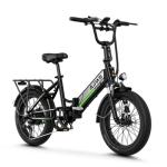 Aipas A2 Folding Electric Bike, 20'' Fat Tire Electric Bike with 750W Peak Motor, 48V 12.8Ah Removable Battery, 28MPH Max Speed, 62 Mile Range, Step-Through Frame and 7-Speed