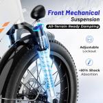 Aipas A2 Folding Electric Bike, 20'' Fat Tire Electric Bike with 750W Peak Motor, 48V 12.8Ah Removable Battery, 28MPH Max Speed, 62 Mile Range, Step-Through Frame and 7-Speed