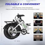 Aipas A2 Folding Electric Bike, 20'' Fat Tire Electric Bike with 750W Peak Motor, 48V 12.8Ah Removable Battery, 28MPH Max Speed, 62 Mile Range, Step-Through Frame and 7-Speed